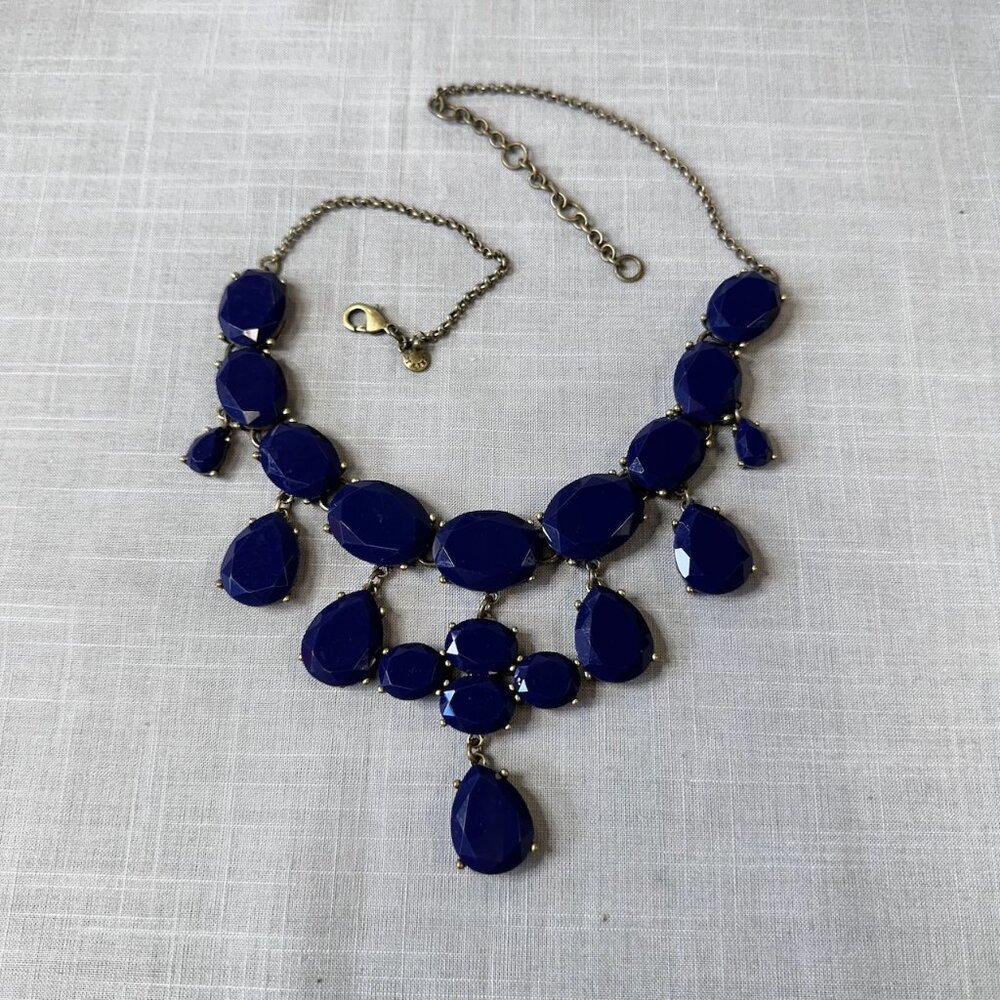 J. Crew Dark Blue Cascading Stone Necklace - Picture 11 of 13